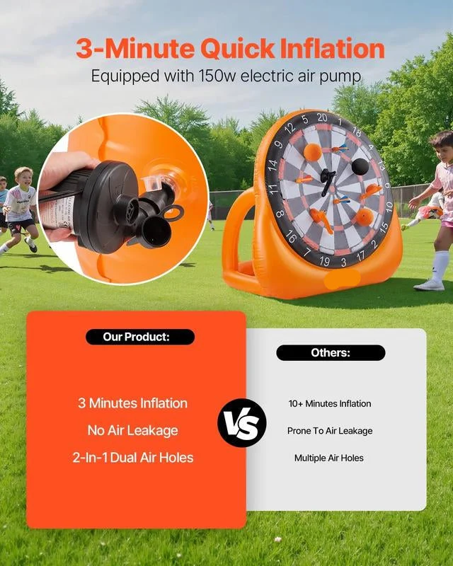 ✨ 50 %:n alennus + ilmainen toimitus 🔥 Ilmapallon muotoinen puhallettava darts-maalitaulu, jättikokoinen maalitaulu, mukana 2 jalkapalloa ja ilmapumppu, asennetaan 3 minuutissa, ihanteellinen suuriin peleihin puutarhassa - Image 8