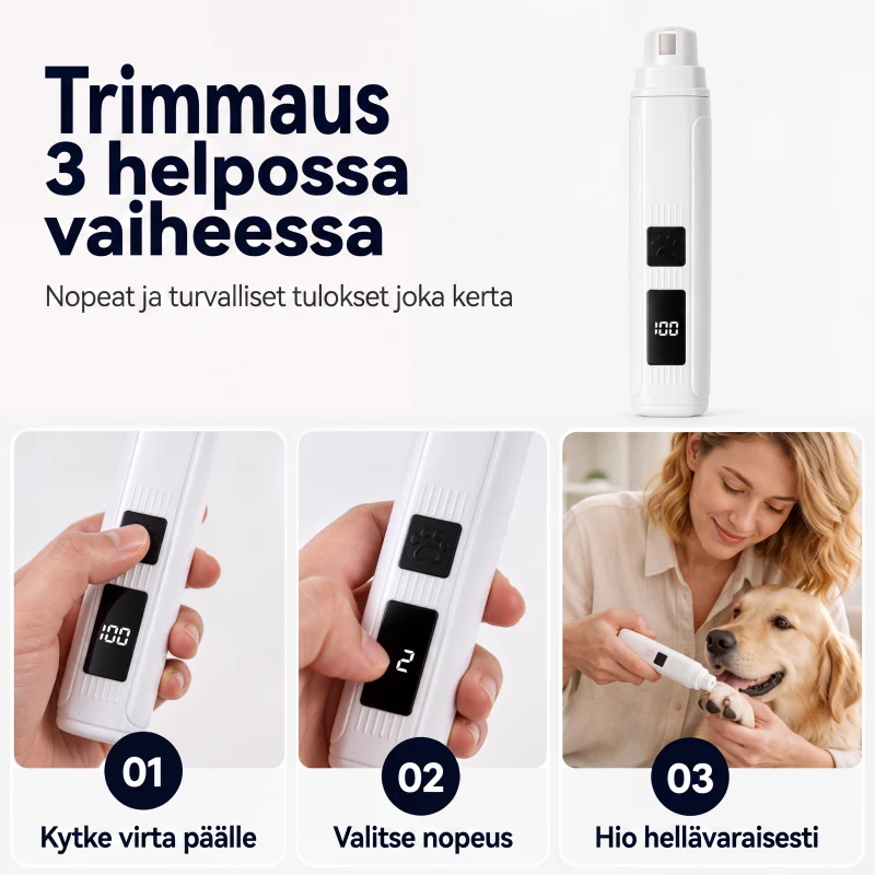 Sähkökäyttöinen lemmikkien kynsien hiomakone, jossa on LED-virran näyttö - Image 8